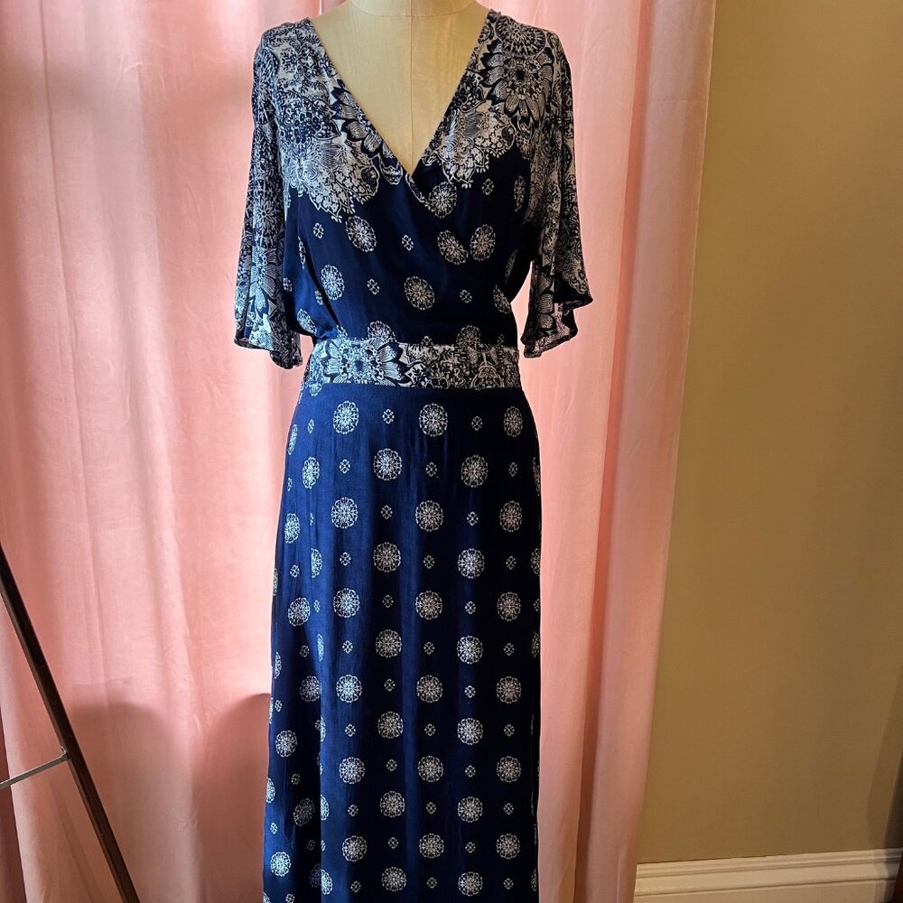 Lulus Maxi rayon floral wrap vacation beach dress ~Sz XL